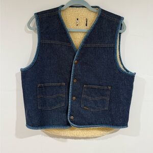 Vintage Sherpa Lined Denim Vest | M/L